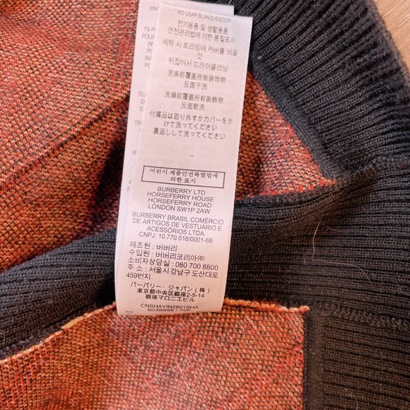 Burberry Plaid Merino Wool Blend Cardigan Red Black Bias Plaid (L) - Picture 11 of 11